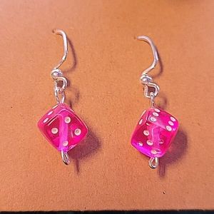 Pink small dice earrings